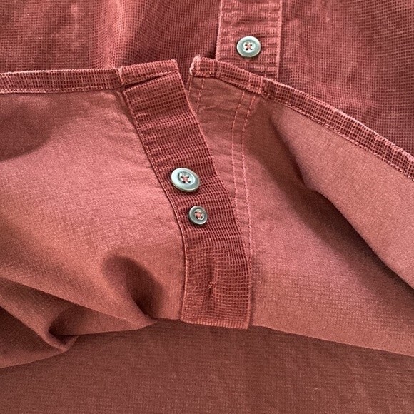 Eddie Bauer Maroon Cross Cut Corduroy Cotton Button Up Shirt Front Flap Pocket - Picture 14 of 16